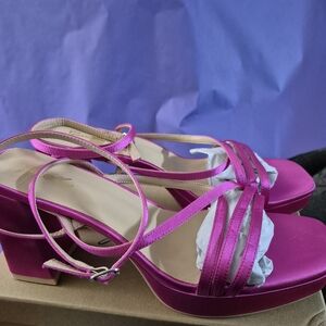 Elegant Pink Chunky Platform Heels Size 11